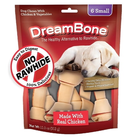 DreamBone Small Chews Rawhide-Free Chews for Dogs, With Real Chicken, 6 Count