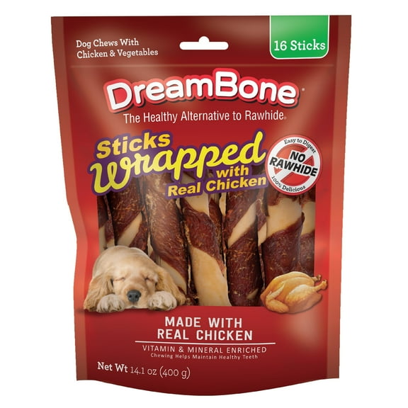 DreamBone Sticks Wrapped with Real Chicken, Rawhide-Free Chews for Dogs, 16 Count