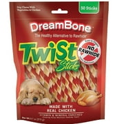 DreamBone Twist Sticks Rawhide-Free Chews for Dogs, with Real Vegetables and Chicken, 50 Count