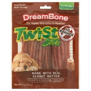 DreamBone Twist Sticks with Peanut Butter Rawhide-Free Dog Chews, 9.7 Oz. (50 Count)