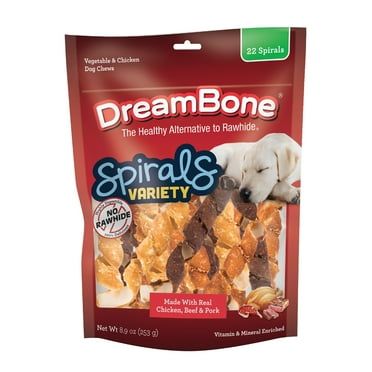 DreamBone Spirals Variety Pack, Rawhide Free Chews for Dogs, 22 Count