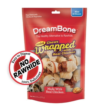 DreamBone Mini Chicken-Wrapped Dog Chews, Rawhide-Free Chews for Dogs, 16 Count