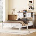 thumbnail image 1 of DreamBuck Bed Frame Full, Wood Platform Bed with Charging Station, Farmhouse Platform Bed with Double Sliding Barn Door, Wood Bed Frame with Storage Headboard, Full Size Bed Frame for Adults, 1 of 9