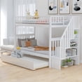 thumbnail image 1 of DreamBuck Bunk Bed Twin over Twin, Wood Bunk Bed with Trundle and Stairs, Converted to 2 Twin Beds, Space-Saving Bunk Beds for Teens Adults, Dorm, Bedroom, No Box Spring Needed, Easy Assembly, 1 of 12