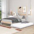 thumbnail image 1 of DreamBuck Full Platform Bed Frame with Twin Trundle, Metal Platform Bed with USB Ports, Sockets and Storage Headboard, Full Size Bed Frame for Teens, Adults, No Box Spring Needed, White, 1 of 5