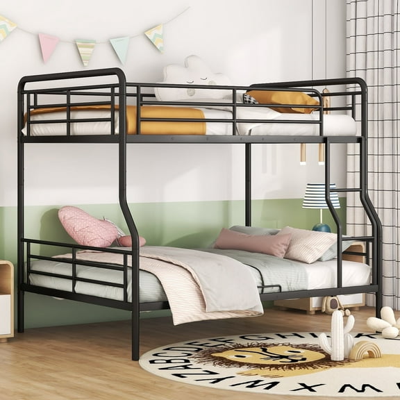 DreamBuck Full XL Over Queen Bunk Beds for Adults, Convertible Bunk Beds Into 2 Individual Bed, Heavy-Duty Metal Bunk Bed Frame with Ladder, Bunk Bed for Boys, Girls, Teens, Noise Free