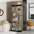 thumbnail image 1 of DreamBuck Glass Display Cabinet with 5 Shelves Double Door, Curio Cabinets for Living Room, Bedroom, Office, Black Floor Standing Glass Bookshelf, Quick Installation, Black, 1 of 8