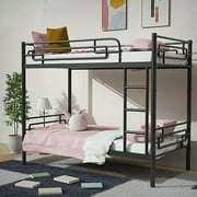 DreamBuck Bunk Bed Twin over Twin, Metal Bunk Bed Frame with High Guardrail, Convertible Bunk Bed into 2 Individual Twin Beds, Bunk beds for Teens, Adults , Space Saving, No Spring Box Needed, Black