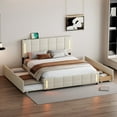 thumbnail image 1 of DreamBuck Queen Platform Bed with Trundle and Drawers, Wood Multifunctional Storage Bed Frame with LED Lights, USB Ports and Headboard, Queen Bed Frame for Adults, Teens, No Box Spring Needed, Beige, 1 of 9