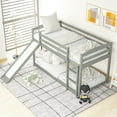 thumbnail image 1 of DreamBuck Twin over Twin Bunk Bed, Wood Bunk Bed with Convertible Slide and Ladder, Modern Low Bunk Bed for Teens Adults, Space Saving Floor Bunk Bed for Bedroom, Easy Assembly, Gray, 1 of 7
