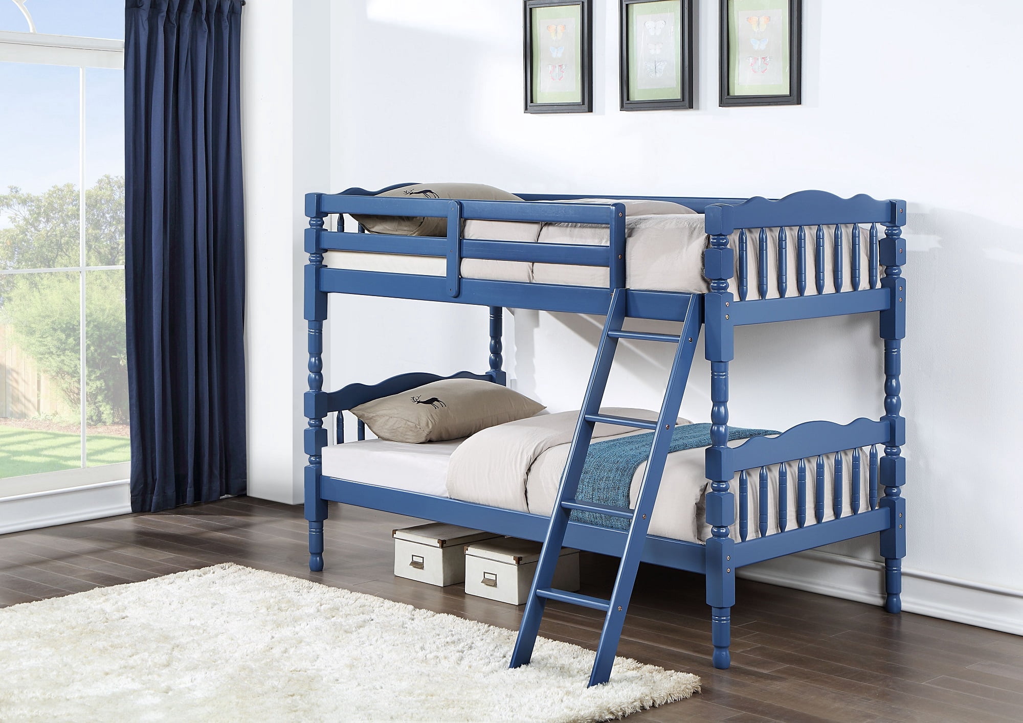 DreamBuck Twin over Twin Bunk Bed, Wood Bunk Bed with Ladder and Safety ...
