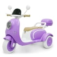 thumbnail image 1 of TCARAIWEN 12V Kids Electric Motorcycle Battery 3-Wheeler Tricycle w/Bluetooth Music LED Storage Box Purple, 1 of 6