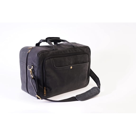 DreamController Genuine Leather PS5 Carrying Case | Gaming Bag with Detachable Adjustable Compartments for Accessories | Full Grain Leather Weekender Bag for Gaming Console | Black Cowboy Leather Bag