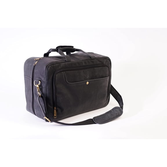 DreamController Genuine Leather PS5 Carrying Case | Gaming Bag with Detachable Adjustable Compartments for Accessories | Full Grain Leather Weekender Bag for Gaming Console | Black Cowboy Leather Bag