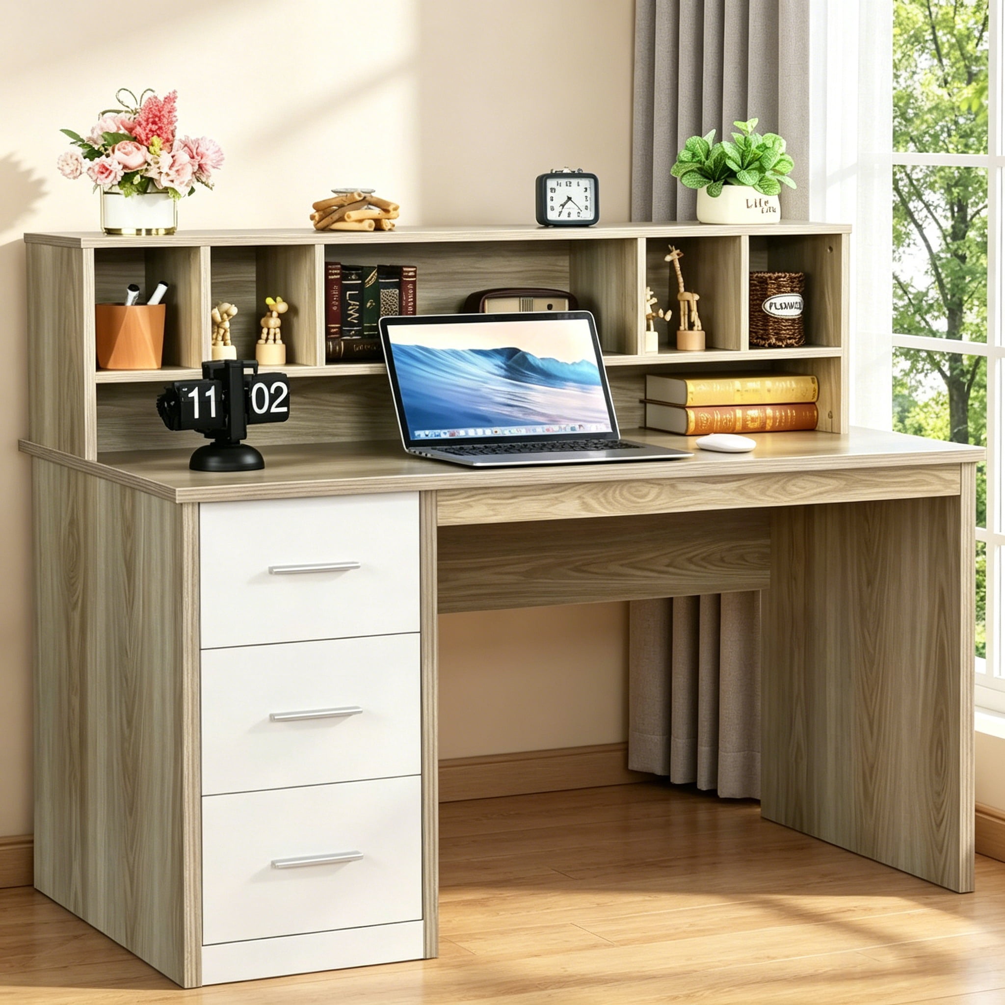 DreamCurship 47 in White Computer Desk, Home Office Desk with