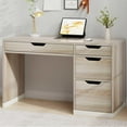 thumbnail image 1 of DreamCurship 48 inch Computer Desk with 4 File Drawers, Study Desk with Filing Cabinet and Storage, Home Office Desk for Small Space, Walnut, 1 of 6