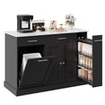 thumbnail image 1 of DreamCurship 52" Kitchen Island with Storage, Rolling Kitchen Cart Island with Wheels, Tilt Out Kitchen Trash Cabinet 10 Gallon Storage, 3 Large Spice Racks and 2 Drawers, Black and Marble, 1 of 7