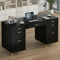 thumbnail image 1 of DreamCurship Computer Desk with Drawers, 57" Executive Desk with File Drawers, Home Office Desk with Storage, Black, 1 of 7