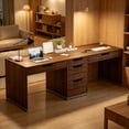 thumbnail image 1 of DreamCurship 78 inch Two Person Desk with 5 Drawers, Computer Desk with Storage for 2 People, Home Office Workstation Desk, Modern Writing Table, Brown, 1 of 7
