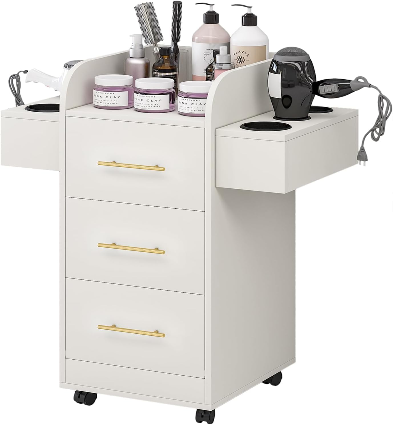 DreamCurship Beauty Salon Trolley Cart, Salon Cabinet with 360
