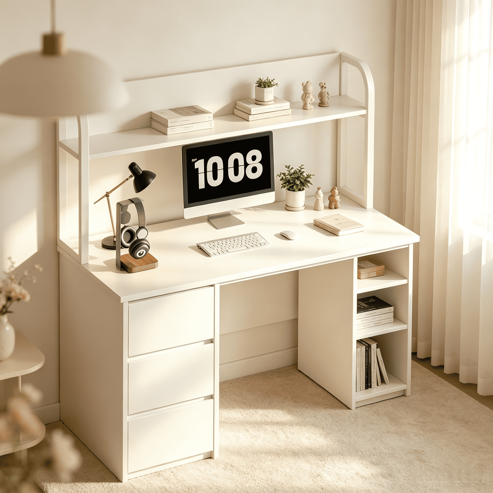 Ktaxon Computer Desk, White E1 15MM Chipboard, Drawer and Shelf