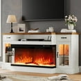 thumbnail image 1 of DreamCurship Fireplace TV Stand for TVs up to 80", Farmhouse TV Stand with Electric Fireplace, Glass Door Entertainment Center with Led Light, Media Console Table for Living Room, White, 1 of 7