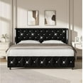 thumbnail image 1 of DreamCurship King Size Bed Frame, Black King Bed Frame with Headboard, Modern Velvet Upholstered Bed Frame, Black, 1 of 6
