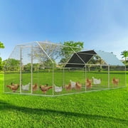 DreamCurship Large Metal Chicken Coop, Outdoor Walking Poultry Cage, Chicken Runs Hen House Rabbits Habitat Cage with Waterproof and Anti-UV Cover for Yard Outdoor Farm