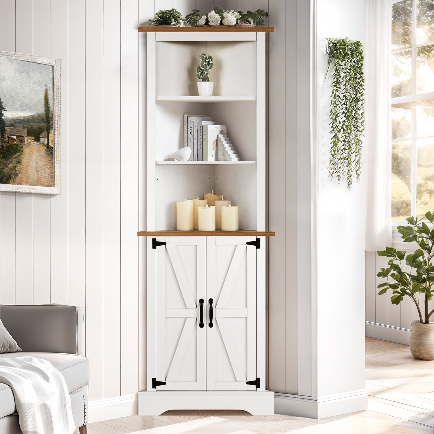 Tall corner storage cabinet discount