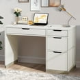 thumbnail image 1 of DreamCurship White Desk with Drawers, Modern Computer Desk with File Drawers, Home Office Study Writing Desk with Storage, White, 1 of 8
