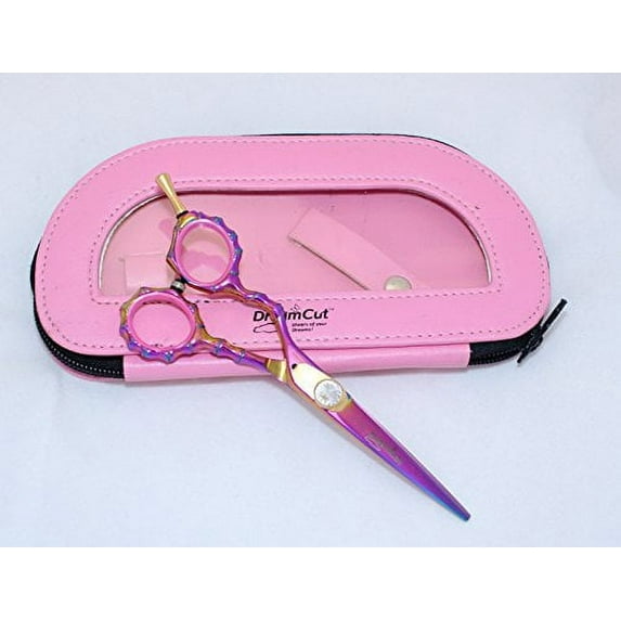 DreamCut Left Handed Professional Razor Scissors Titanium Coated 6" with zippered pouch