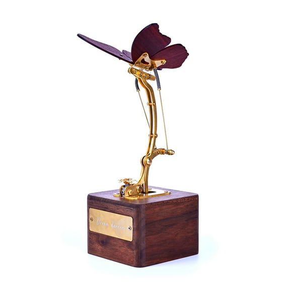 DreamDancer 3D Stereoscopic DIY Mechanical Dynamic Butter-fly Flap Wing Metal Assembly Model Clockwork Melody Box (Kit Version)