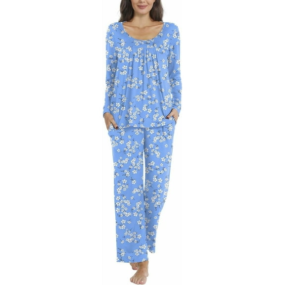 DreamFish Fall-Winter Womens 2 Piece Long Sleeves Pajama Sets with Comfy Long Pants Ladies Lounge Sleepwear with Pockets