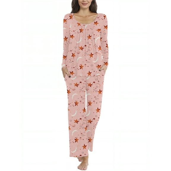DreamFish Fall-Winter Womens 2 Piece Long Sleeves Pajama Sets with Comfy Long Pants Ladies Lounge Sleepwear with Pockets