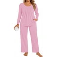 thumbnail image 1 of DreamFish Women's Plus Size Pajama Sets Loungewear Soft Sleepwear 2 Piece Long Sleeves Pjs Top and Long Pants with Pockets, 1 of 5
