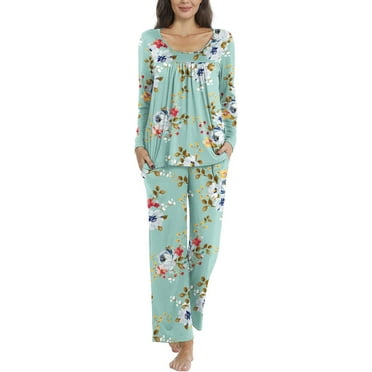 DreamFish Fall-Winter Womens 2 Piece Long Sleeves Pajama Sets with Comfy Long Pants Ladies Lounge Sleepwear with Pockets