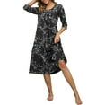 thumbnail image 1 of DreamFish Long Nightgowns for Women 3/4 Sleeve Sleepshirts Loungewear Pleated Casual Sleepwear Loose House Dress, 1 of 5