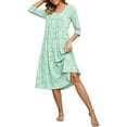 thumbnail image 1 of DreamFish Long Nightgowns for Women 3/4 Sleeve Sleepshirts Loungewear Pleated Casual Sleepwear Loose House Dress, 1 of 4