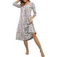 thumbnail image 1 of DreamFish Long Nightgowns for Women 3/4 Sleeve Sleepshirts Loungewear Pleated Casual Sleepwear Loose House Dress, 1 of 4