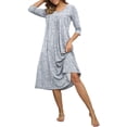 thumbnail image 1 of DreamFish Long Nightgowns for Women 3/4 Sleeve Sleepshirts Loungewear Pleated Casual Sleepwear Loose House Dress, 1 of 5