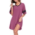 DreamFish Nightgowns for Women V Neck Short Sleeve Knee Length Sleep ...