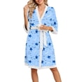 thumbnail image 1 of DreamFish Women's Floral Knit Bathrobe Soft Kimono Style Robe Knee Length Sleepwear with Pockets 3/4 Sleeves, 1 of 6