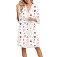 thumbnail image 1 of DreamFish Women's Floral Knit Bathrobe Soft Kimono Style Robe Knee Length Sleepwear with Pockets 3/4 Sleeves, 1 of 6