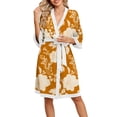 thumbnail image 1 of DreamFish Women's Floral Knit Bathrobe Soft Kimono Style Robe Knee Length Sleepwear with Pockets 3/4 Sleeves, 1 of 6
