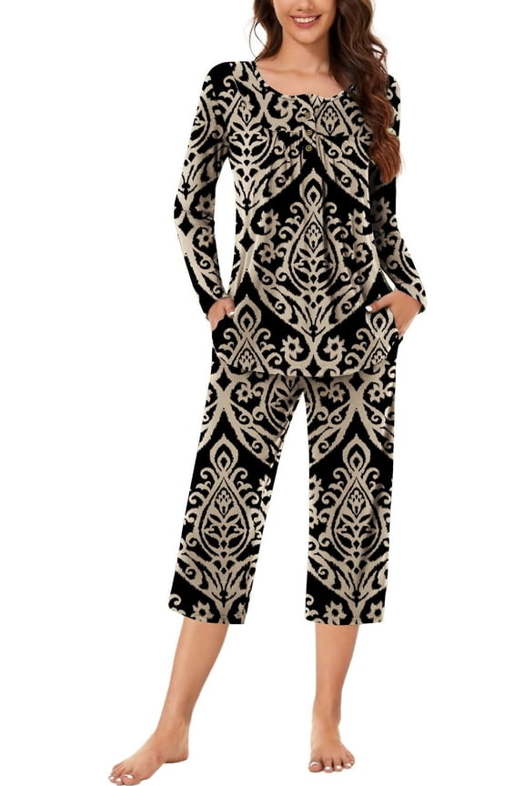 Women's Pajama Sets Long Sleeve Button Down Sleepwear Nightwear Soft Pjs Lounge Sets