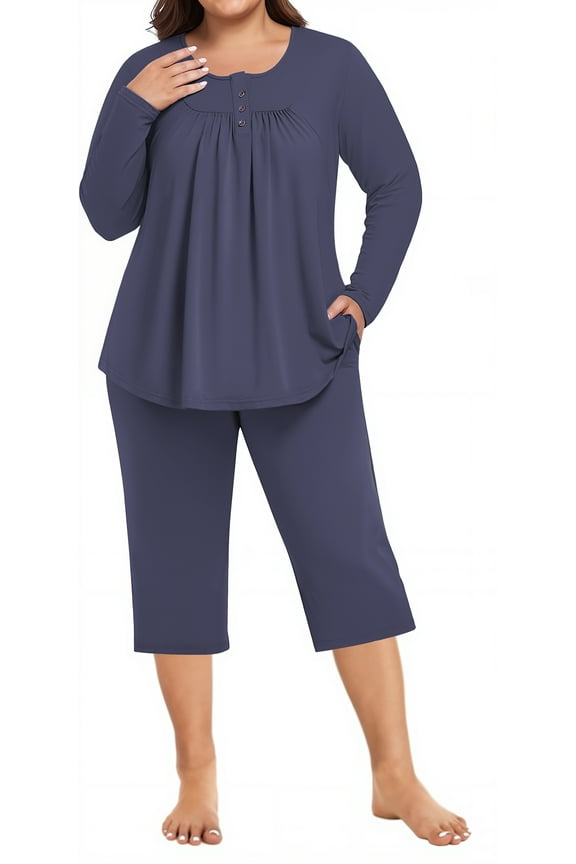 Women's Pajama Sets Long Sleeve Button Down Sleepwear Nightwear Soft Pjs Lounge Sets