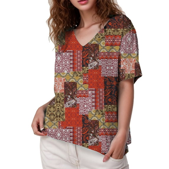 DreamFish Women's Plus Size Tops V Neck T Shirts Summer Short Sleeve Oversized Tees Casual Loose Fit Tunic