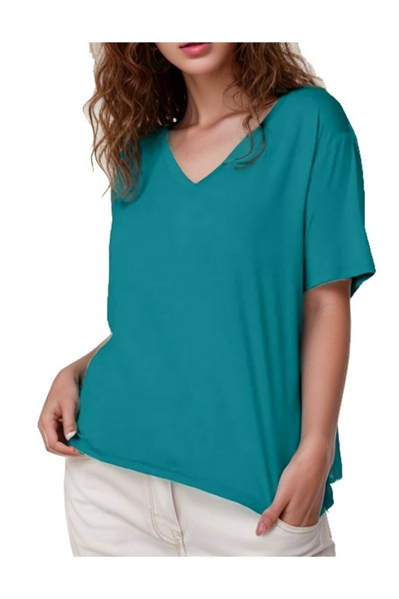 Women's Plus Size Tops V Neck T Shirts Summer Short Sleeve Oversized Tees Casual Loose Fit Tunic