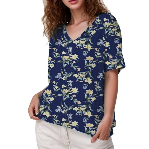 DreamFish Women's Plus Size Tops V Neck T Shirts Summer Short Sleeve Oversized Tees Casual Loose Fit Tunic