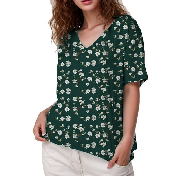 DreamFish Women's Plus Size Tops V Neck T Shirts Summer Short Sleeve Oversized Tees Casual Loose Fit Tunic